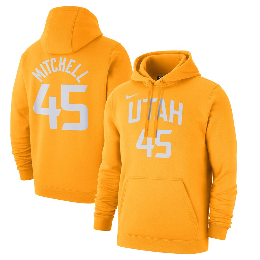 NBA Utah Jazz #45 Donovan Mitchell Nike 201920 City Edition Name Number Pullover Hoodie Gold->sacramento kings->NBA Jersey